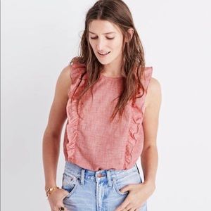Madewell bellflower ruffle red top size medium
